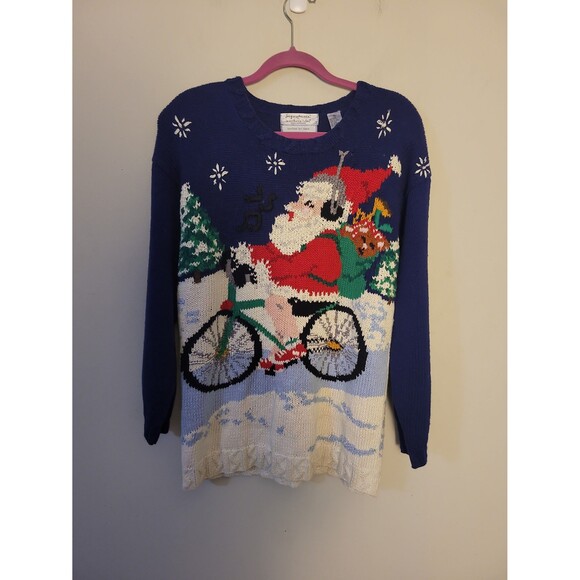 Northern Isles Hand Knitted Xmas Sweater Sz M Santa Festive Holiday - Picture 1 of 6